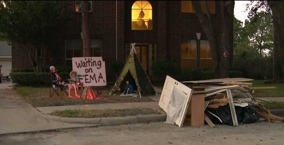 Hurricane Harvey victims showcase sense of humor in Halloween decorations