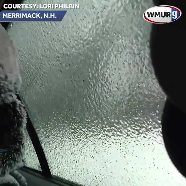 'Can I punch it?' Boy breaks ice covering car window
