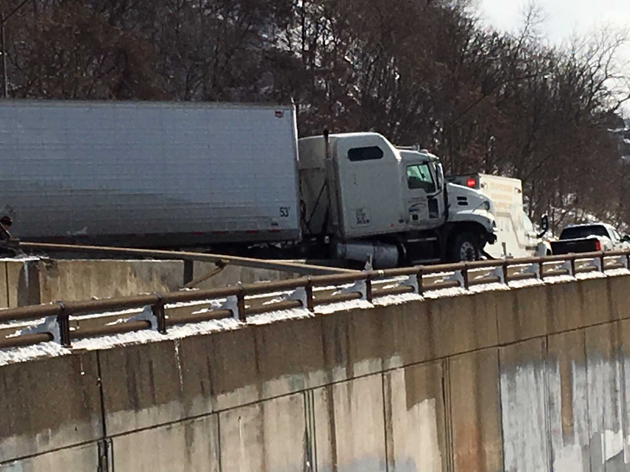 Truck crash snarls traffic on Parkway East