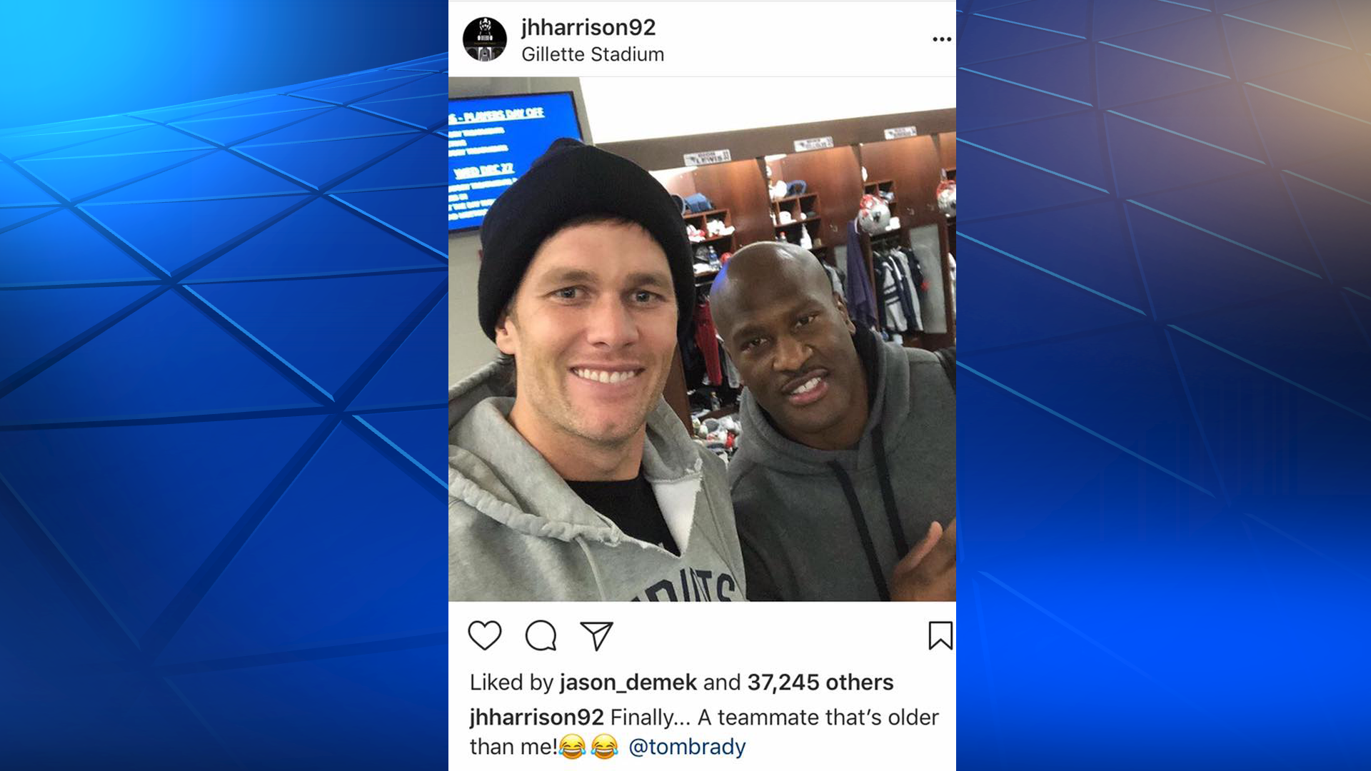 James Harrison posts photo with Tom Brady on social media, calls him 'teammate'