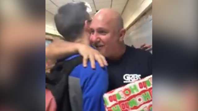 Video: ​Janitor gets emotional when students surprise him with Christmas gift