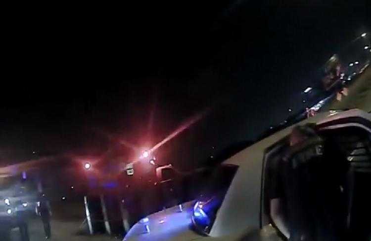 Caught on camera: Officer jumps from freeway ramp to avoid drunk driver