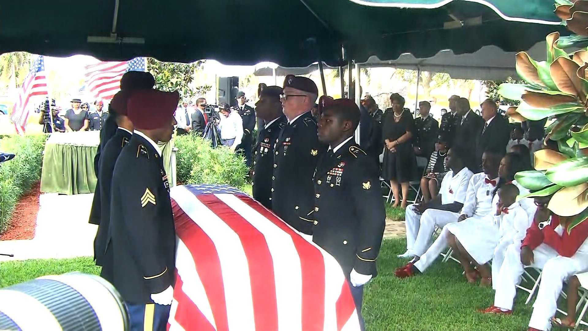 Funeral held for soldier at center of Trump-congresswoman feud