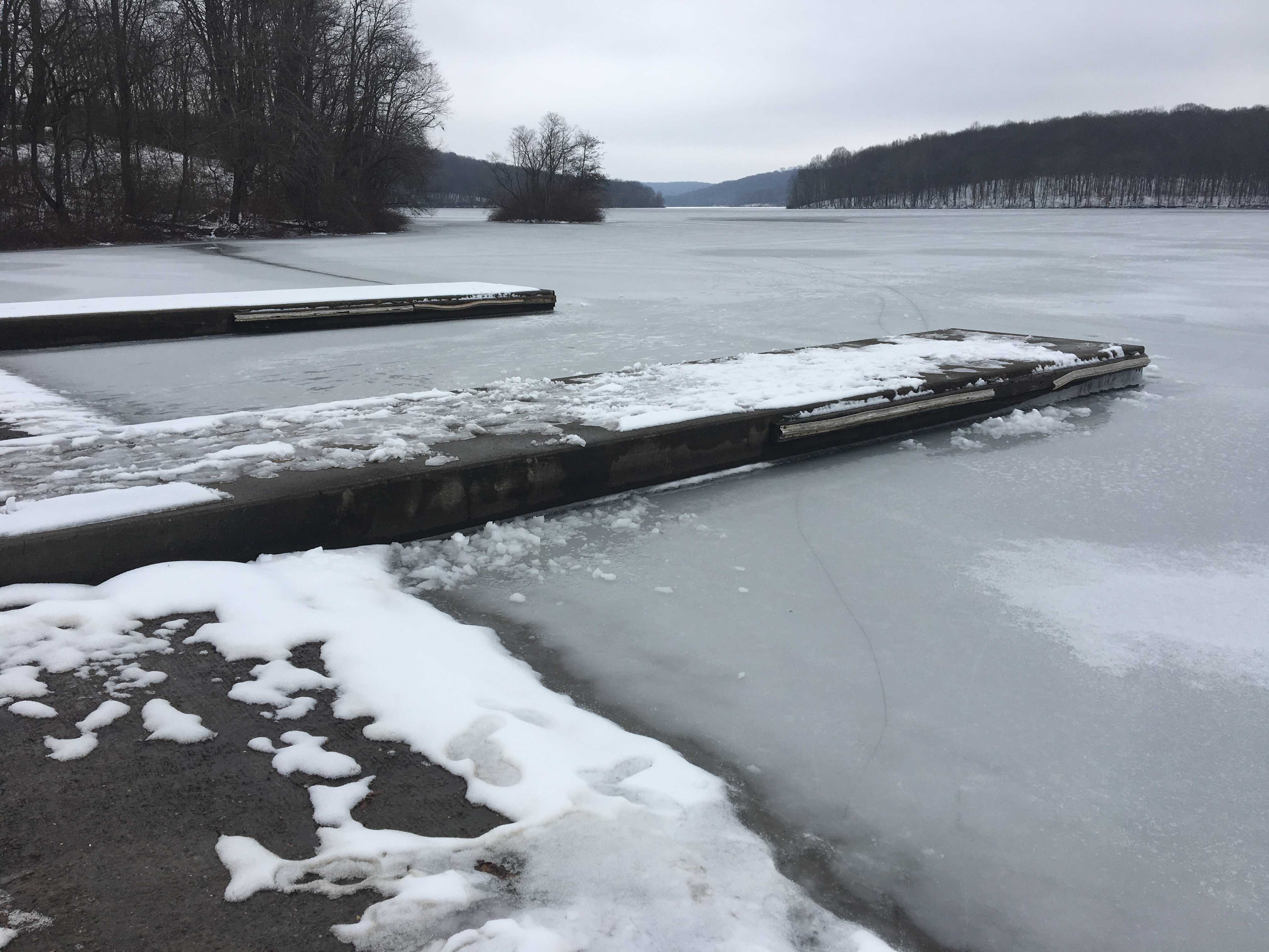 Person falls through ice at Moraine State Park