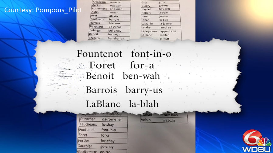 Reddit user goes viral with list of commonly mispronounced Louisiana last names