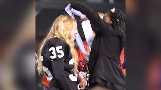 Queen of the field: Football player gets homecoming honor in her uniform