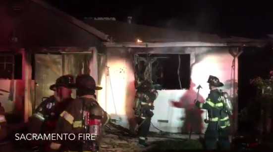 Sacramento firefighters suffers burns battling house fire