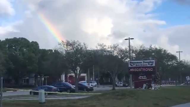 Teachers returning to work at Marjory Stoneman Douglas greeted by rainbow