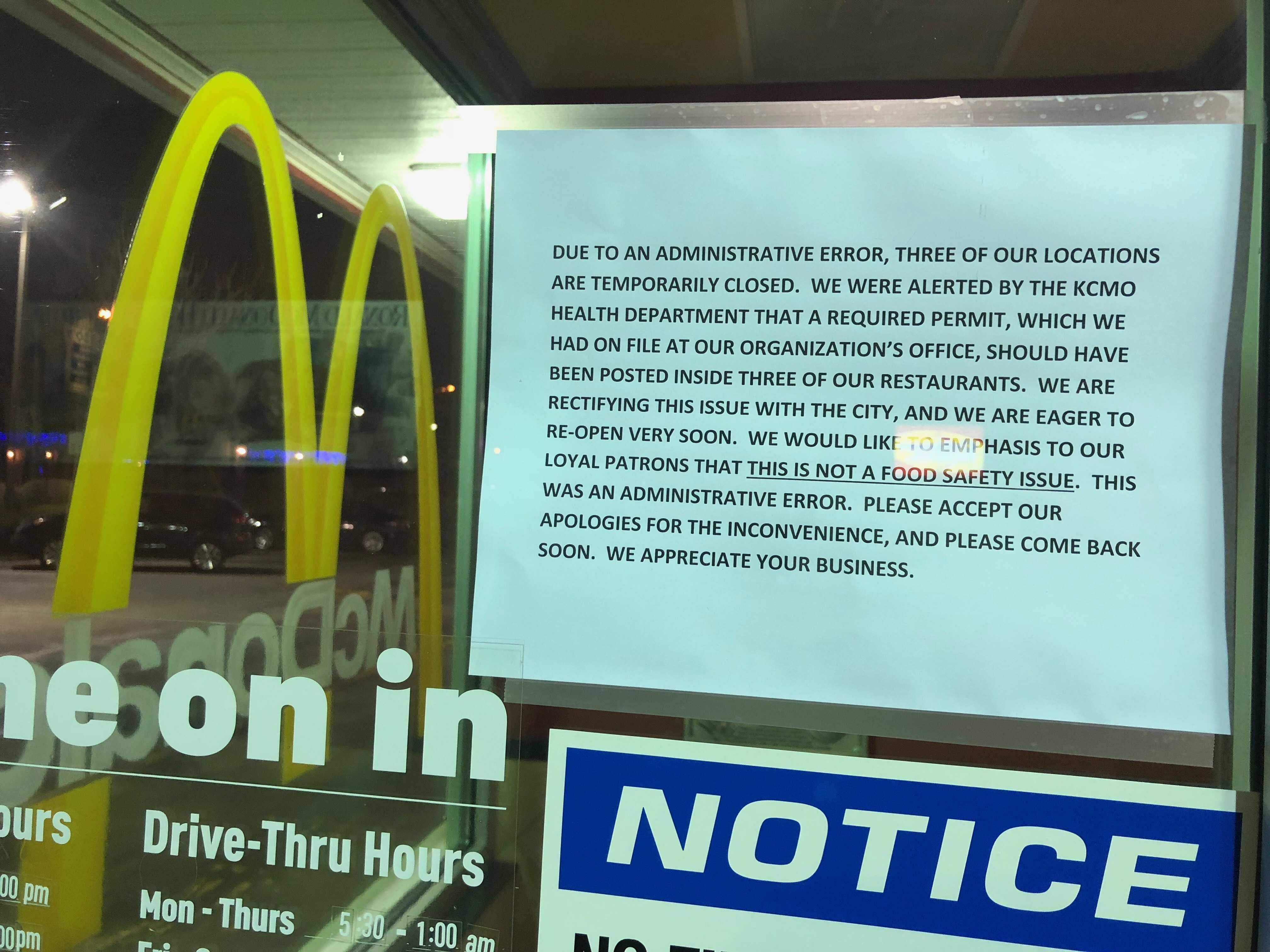 Multiple Area Mcdonalds Restaurants Closed Wednesday For Ongoing