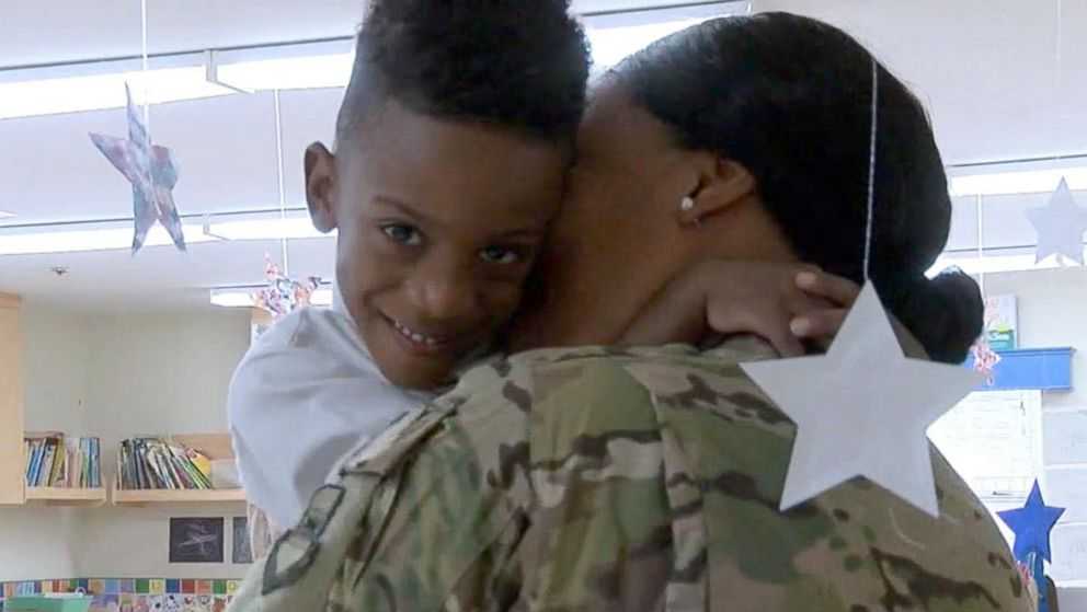 Military Mom Surprises Son At School After Returning Home From Deployment 5559