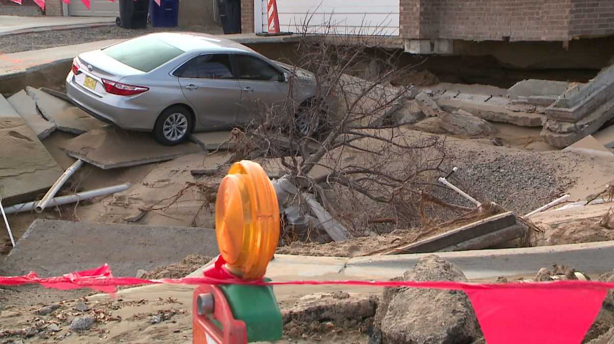 Car wreck caused sinkhole in family's front yard