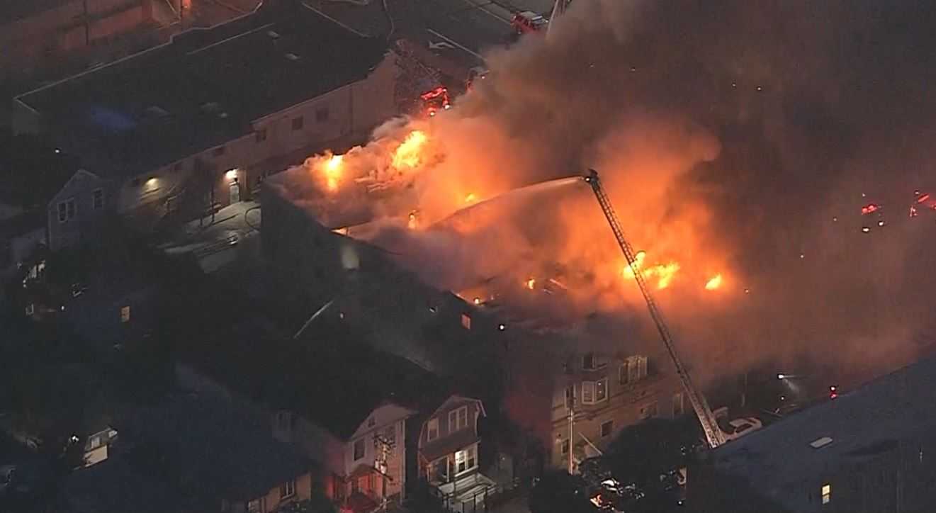 Firefighters battling four-alarm fire in California Firefighters battling four-alarm fire in California