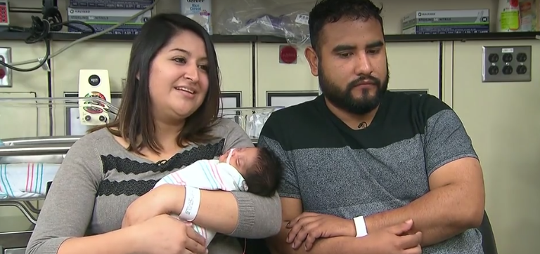 Parents reunite with newborn baby after Harvey devastation