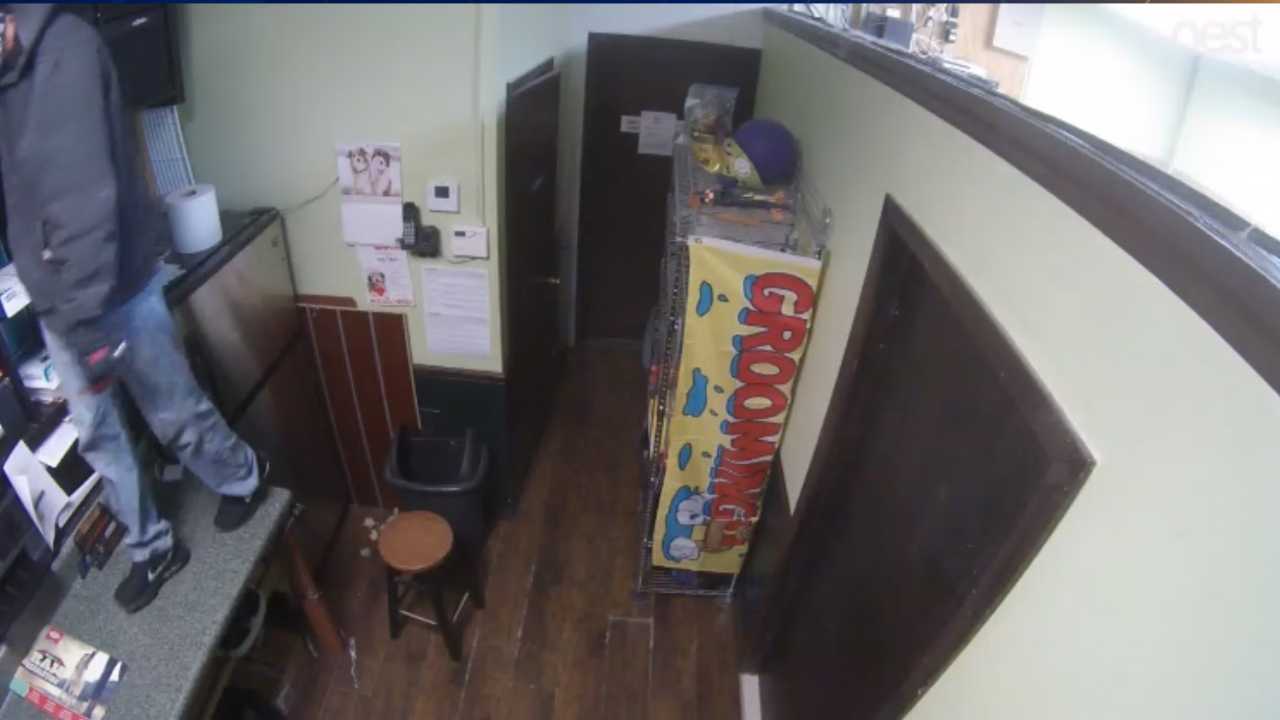 Florida business owner notices legs dangling from ceiling in security footage