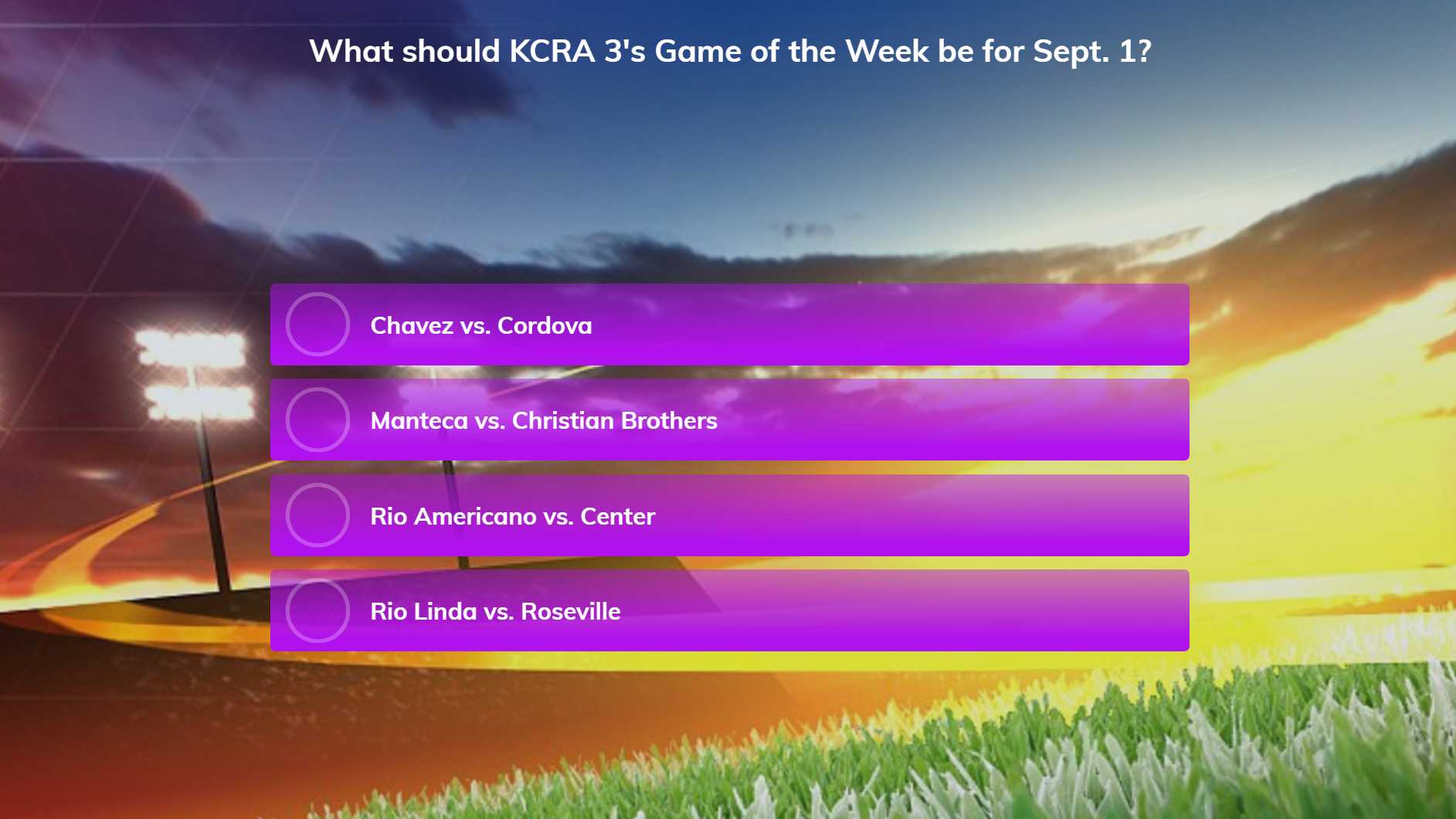 Game of the week poll: Sept. 1, 2017