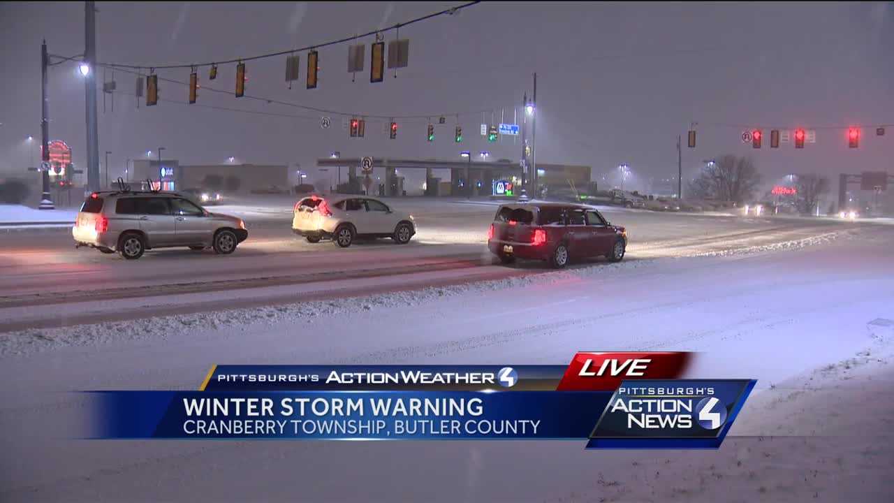 Drivers urged to use caution as snow falls in Cranberry Township
