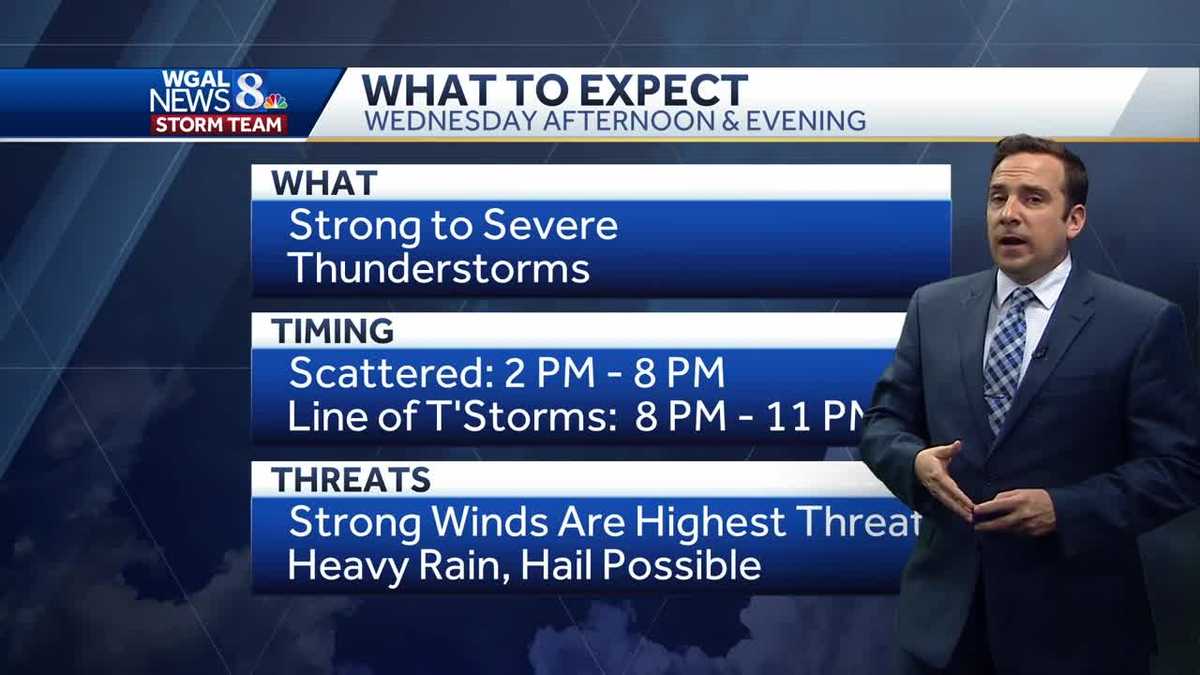 Few Showers Tonight; Scattered Strong to Severe Thunderstorms Wednesday