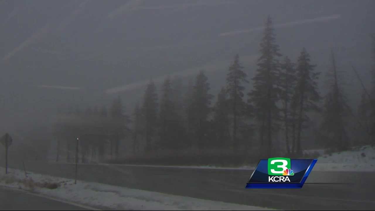 Rain and snow fall in the Sierra