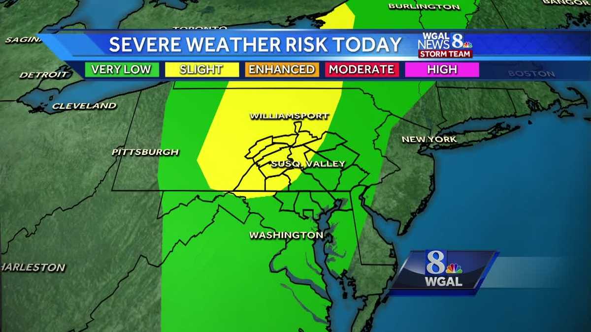 Low to slight risk of severe weather this evening