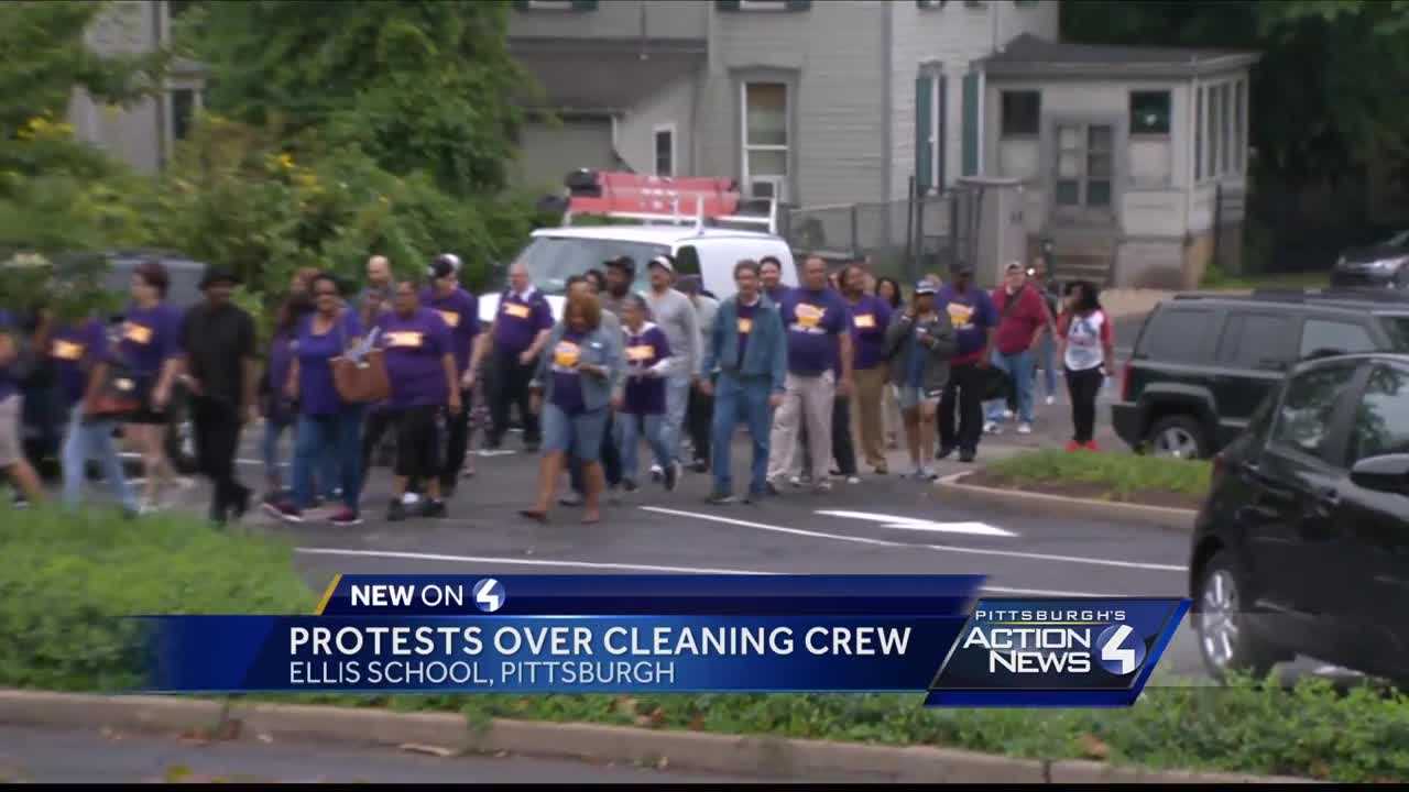 Protestors gather at Ellis School over labor dispute