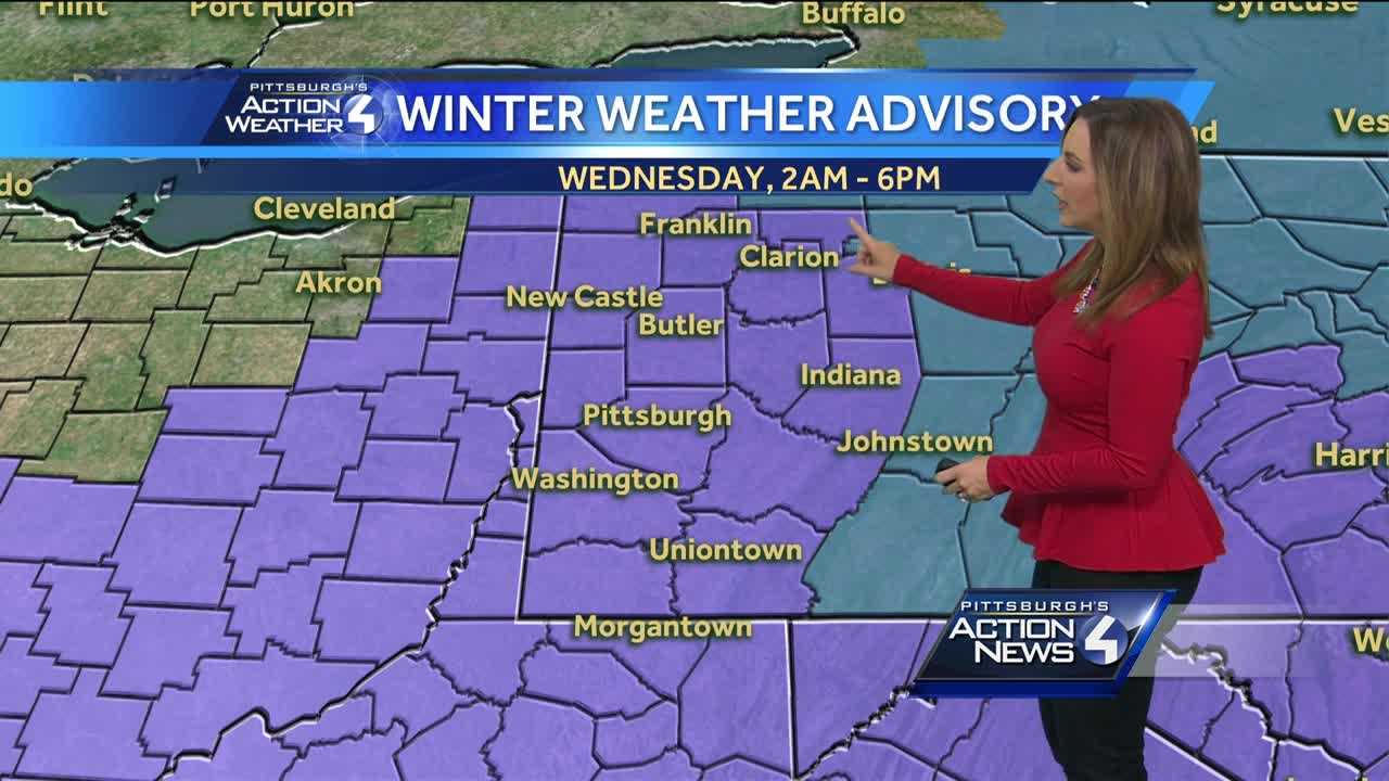 Winter weather advisory issued for western Pennsylvania beginning early Wednesday