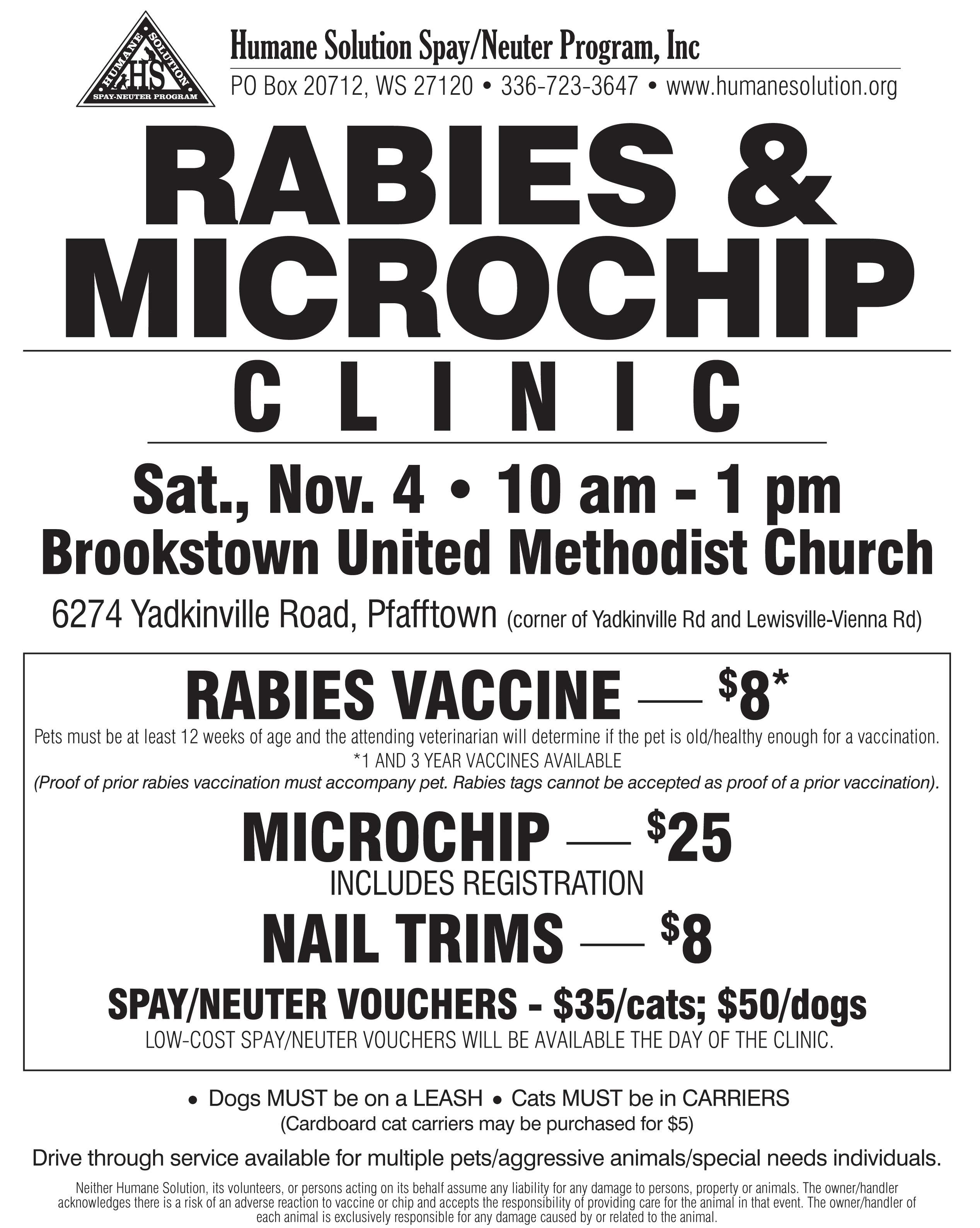 Rabies Clinics throughout the Triad