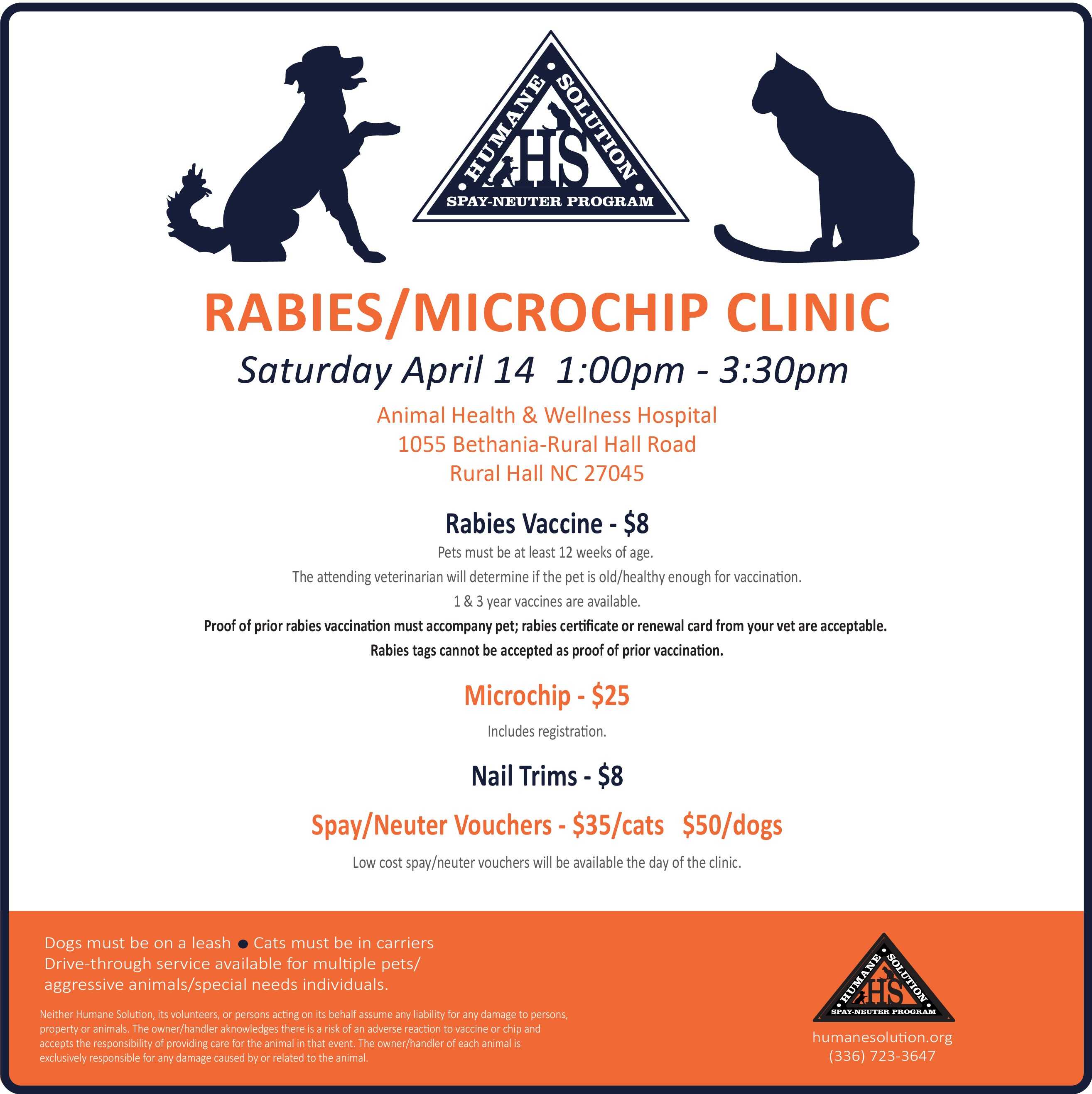 Rabies Clinics throughout the Triad