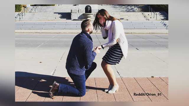Engagement photo goes viral over perfect heart