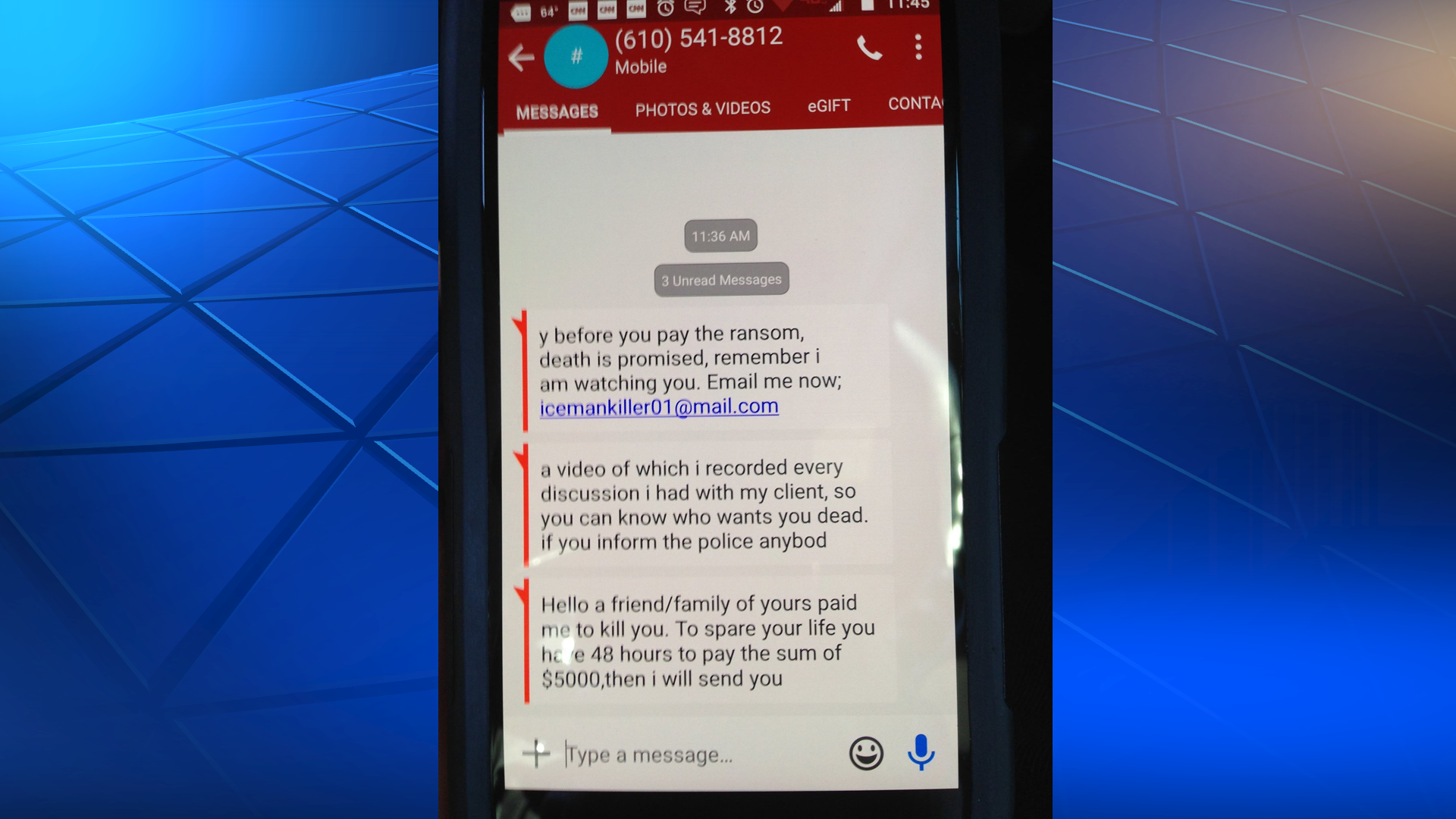 Whitehall police warn of 'Hitman' text message scam