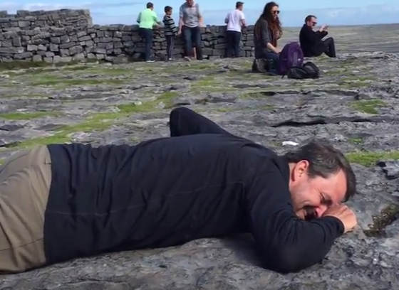 ‘I’m afraid’: Dad crawls to edge of cliff to see view despite fear of heights
