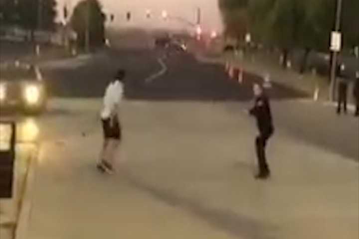 VIDEO: Suspect chases San Joaquin Co. deputy, rams into patrol car