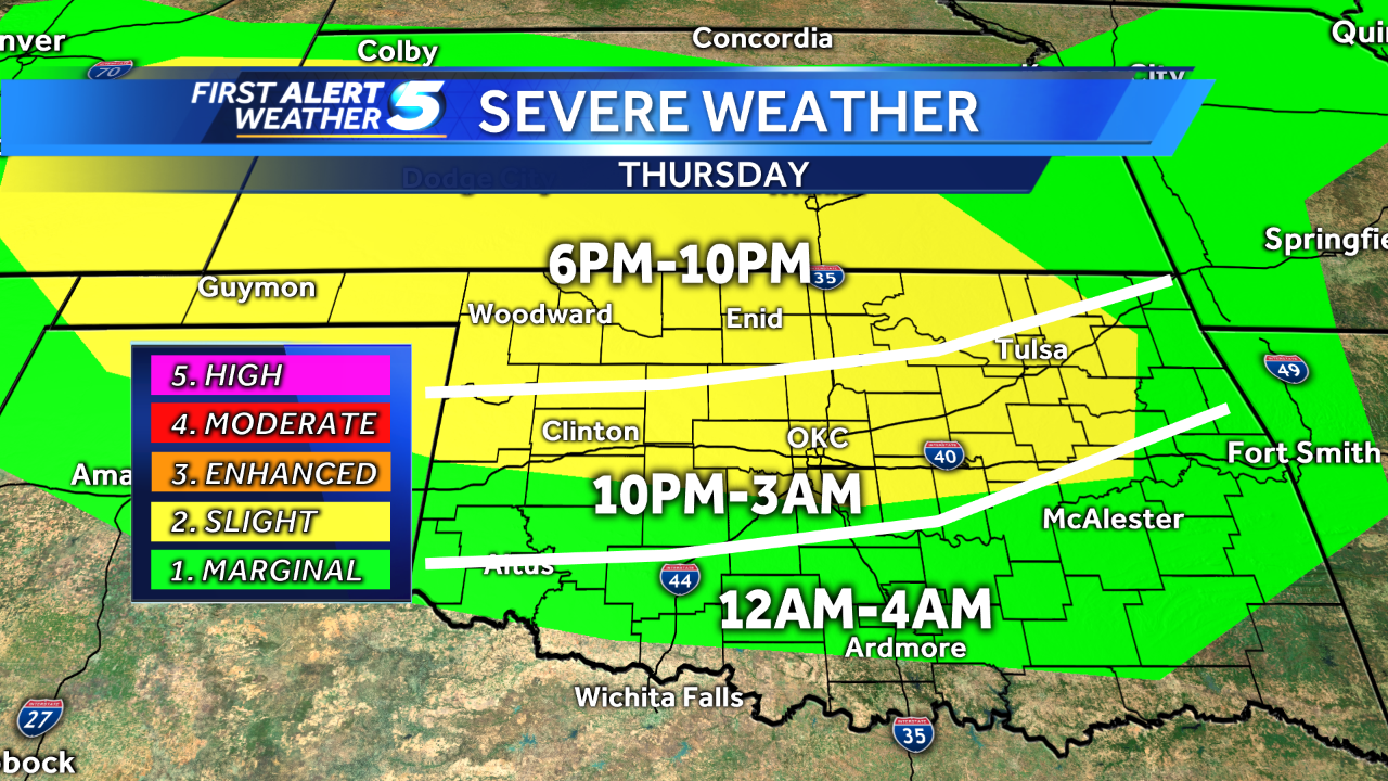 Severe storms possible Thursday across Oklahoma
