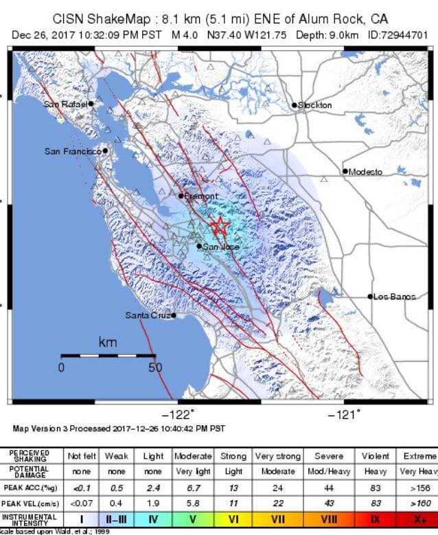 3.9 magnitude natural disaster felt in South Bay
