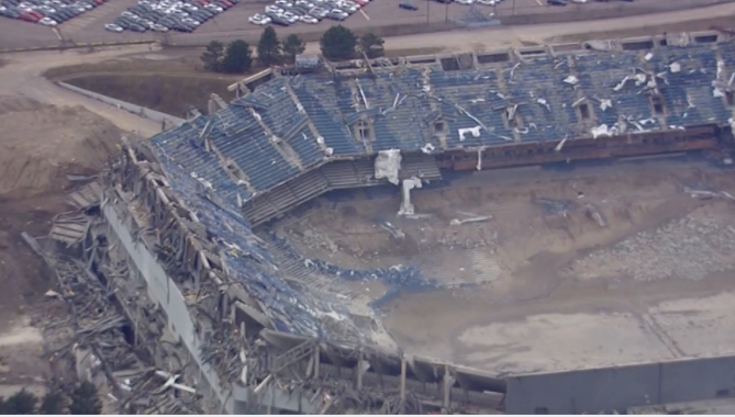 Detroit Lions' former home, Silverdome, implodes after second attempt