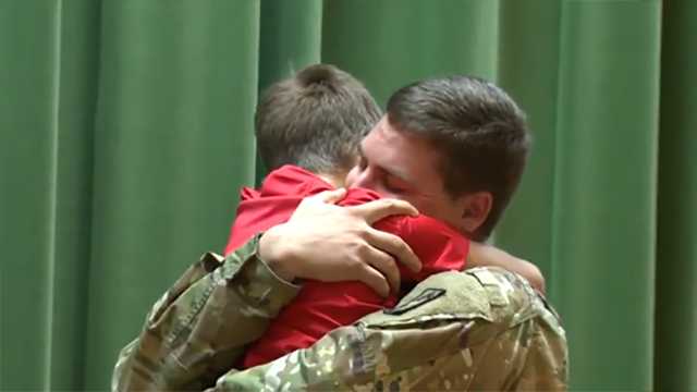 Sixth-grader gets surprise reunion with brother serving in Army in Germany