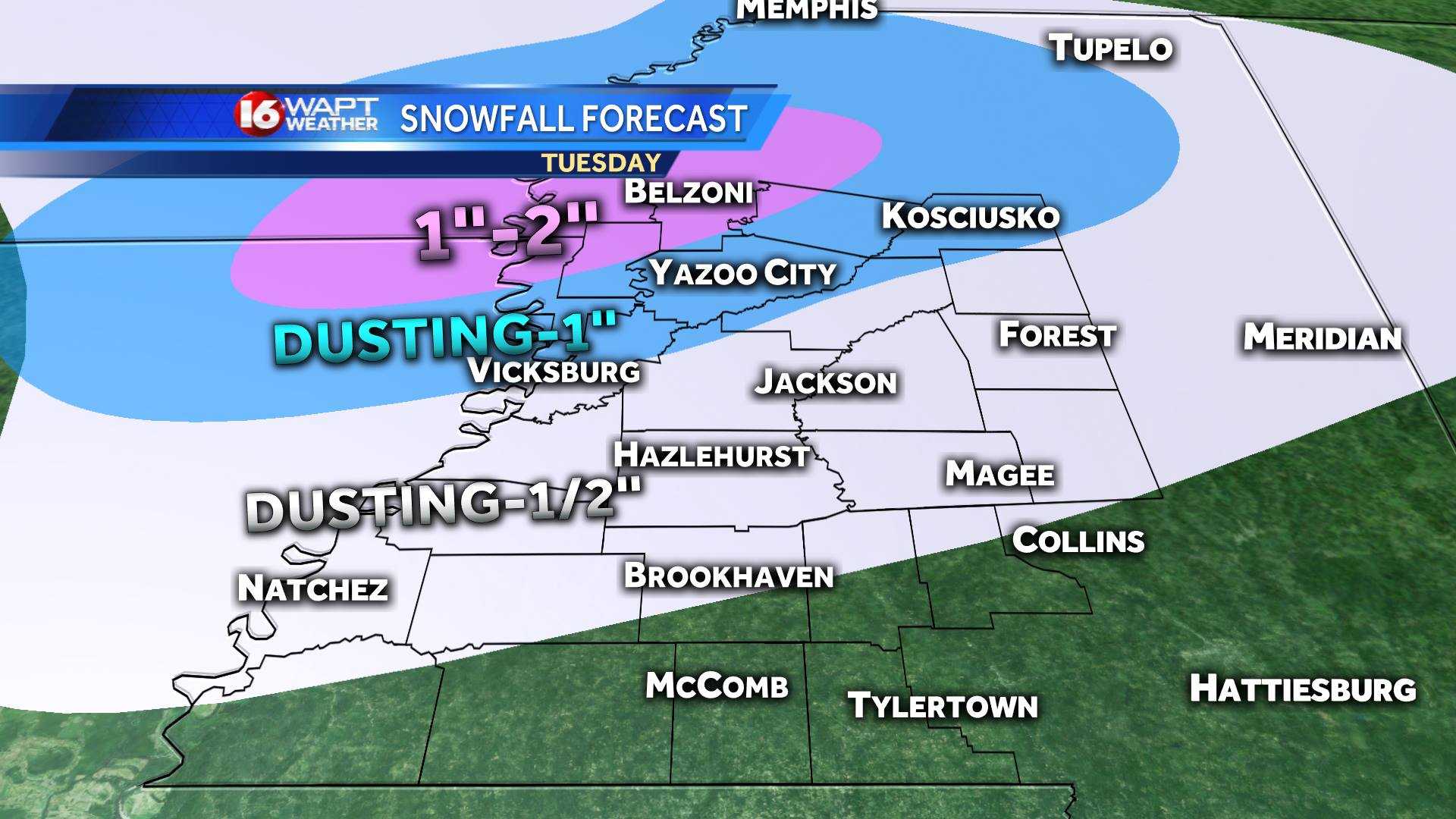 Snow chances trending lower for Wednesday