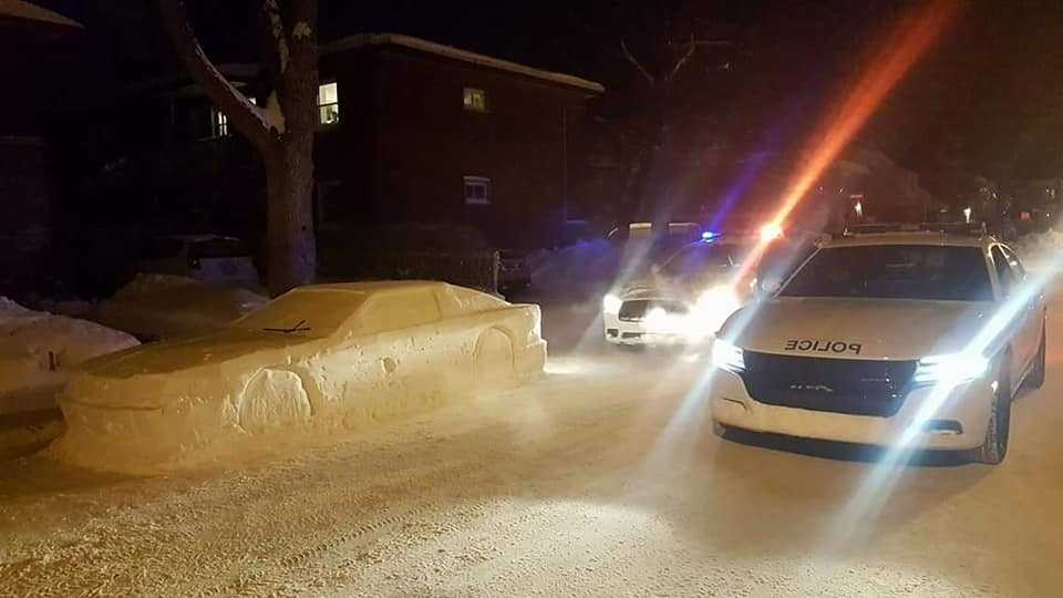 Man pranks police with car made of snow