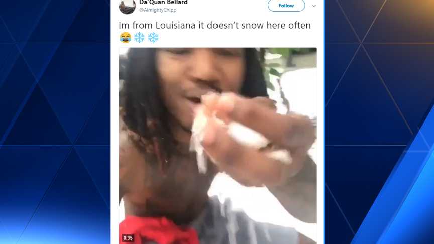 Louisiana man absolutely in love with snow in the happiest video you'll see