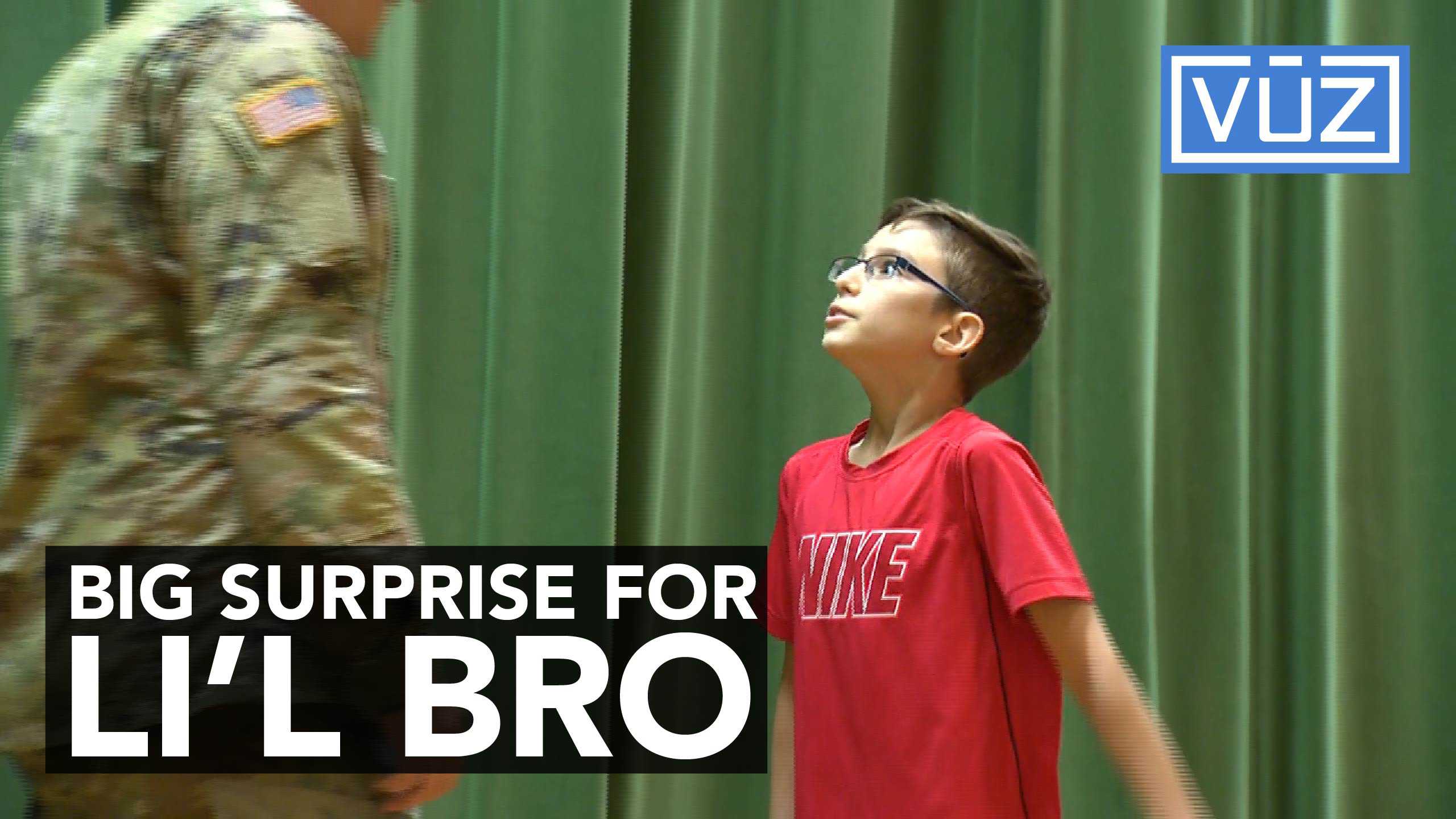 Little brother gets big surprise at school assembly