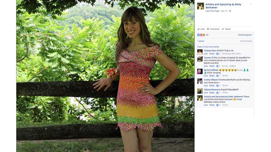 Pennsylvania woman makes dress from Starburst candy wrappers