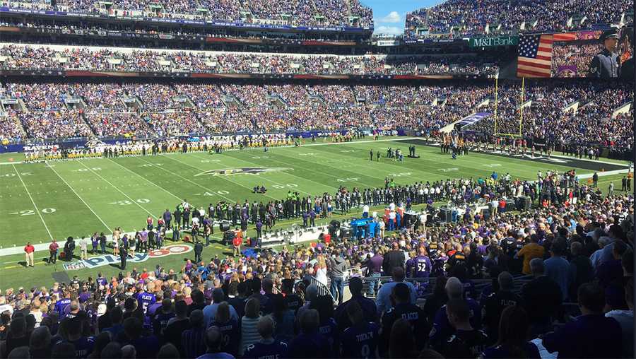 Steelers, Ravens stand for national anthem in Baltimore