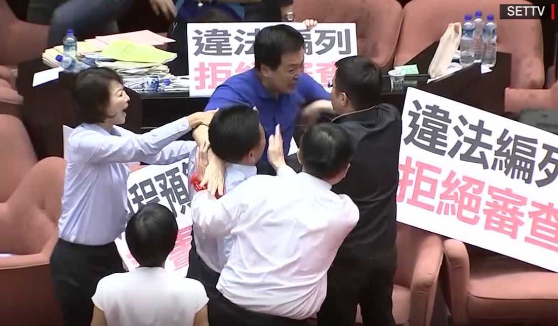 Punches, chairs thrown in Taiwanese parliament brawl