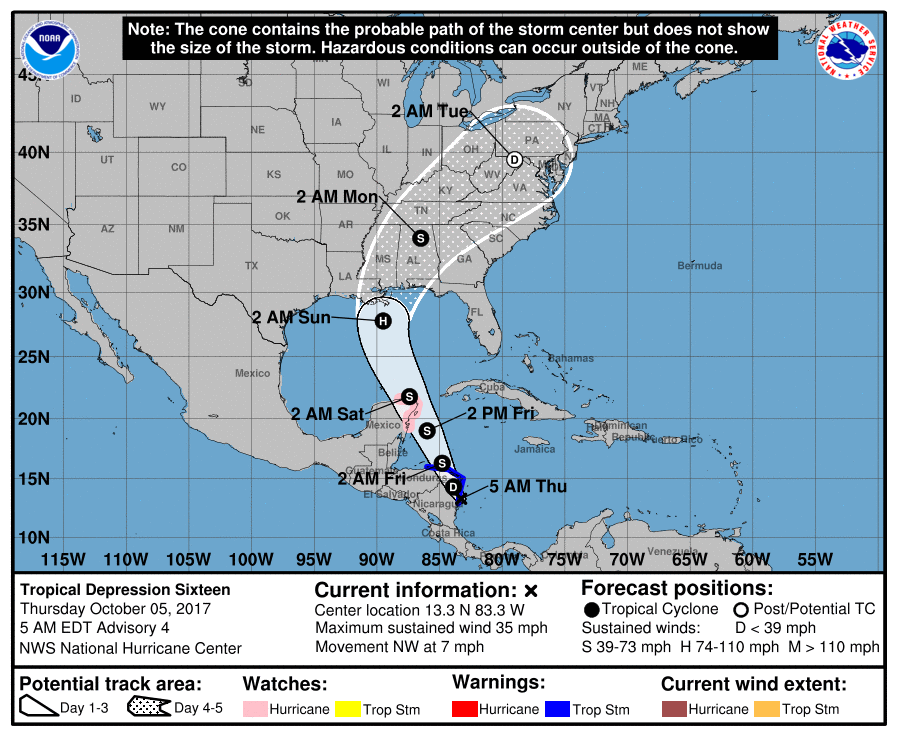 Depression becomes Tropical Storm Nate, could hit US over weekend