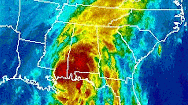 Nate now a tropical depression as rainfall spreads inland