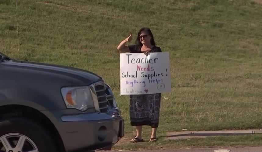 In need of school supplies, teacher panhandles for help