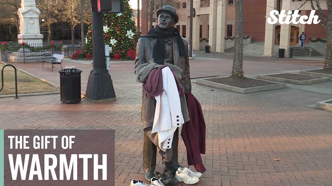 Statue gives homeless the gift of warmth