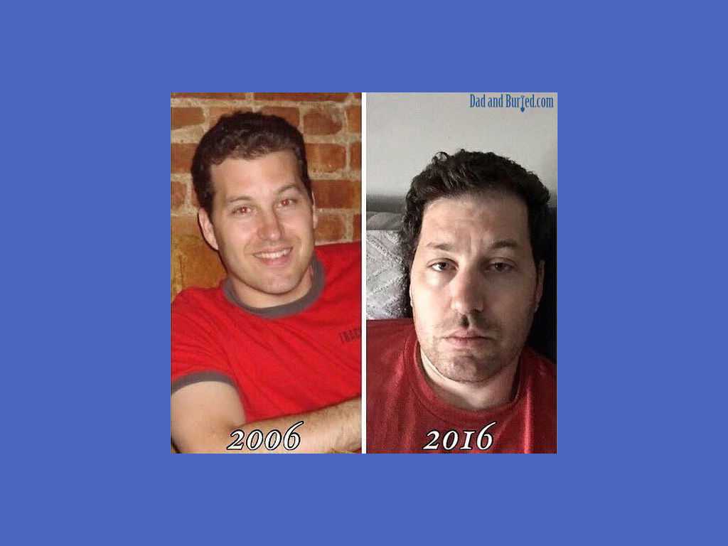 Parents are sharing photos of themselves before and after kids