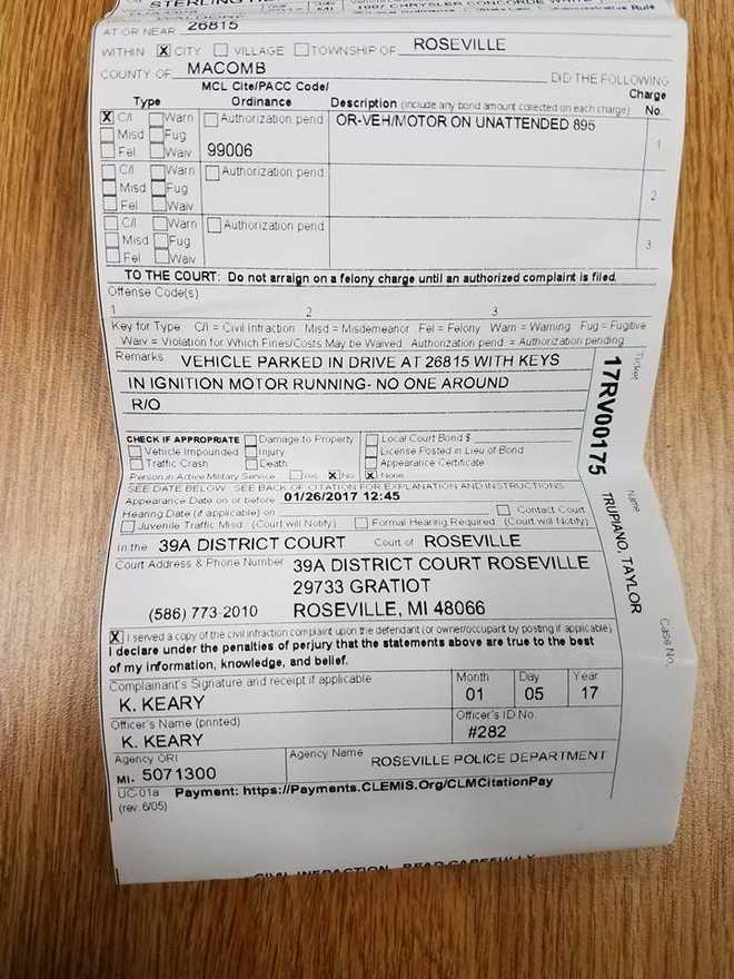 Michigan driver gets ticket in driveway