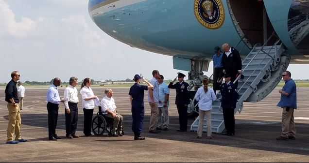 Trump meets with Harvey victims in Houston