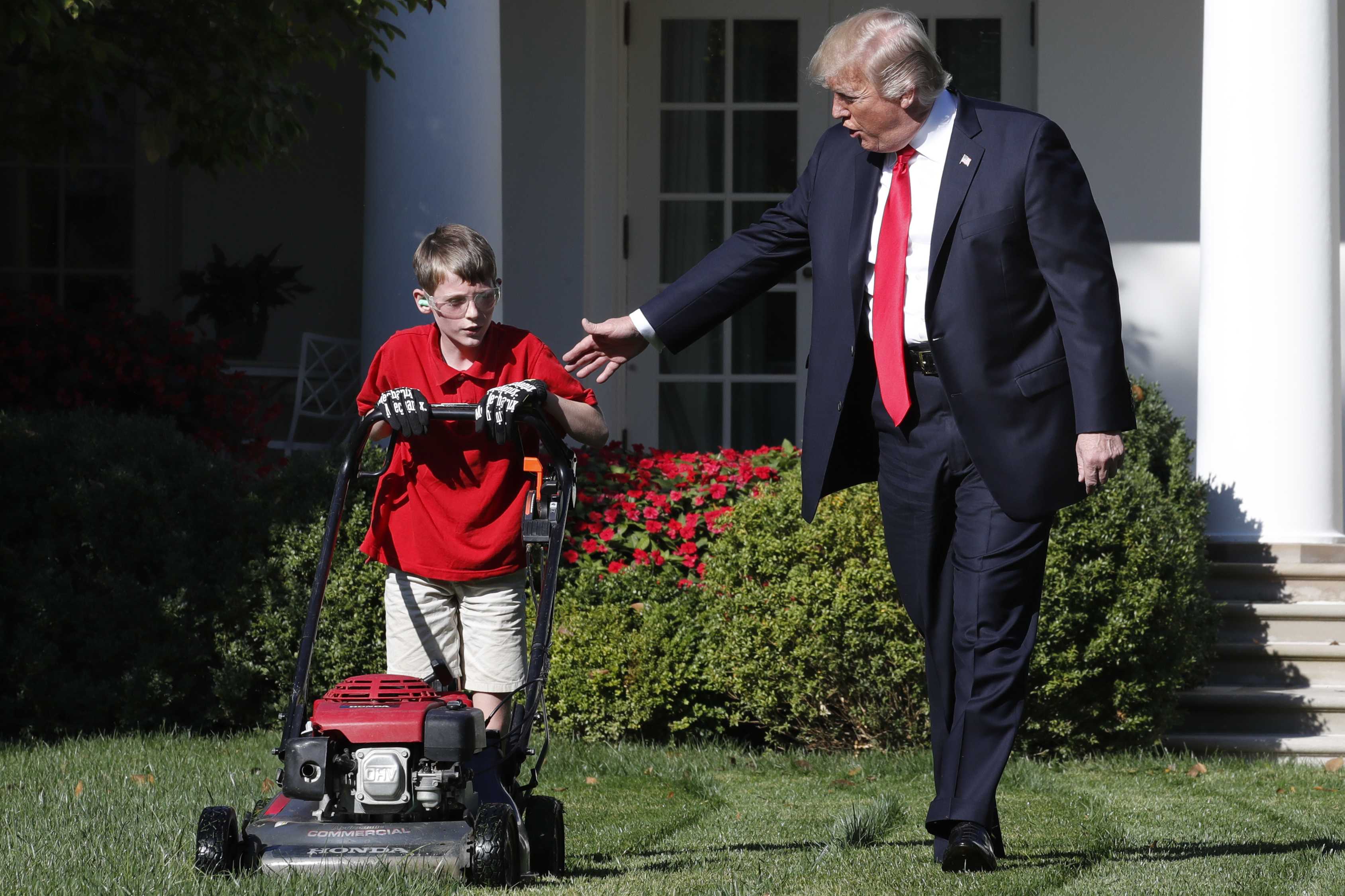 A cut above: President Trump meets the entrepreneuring 11-year-old mowing the WH lawn